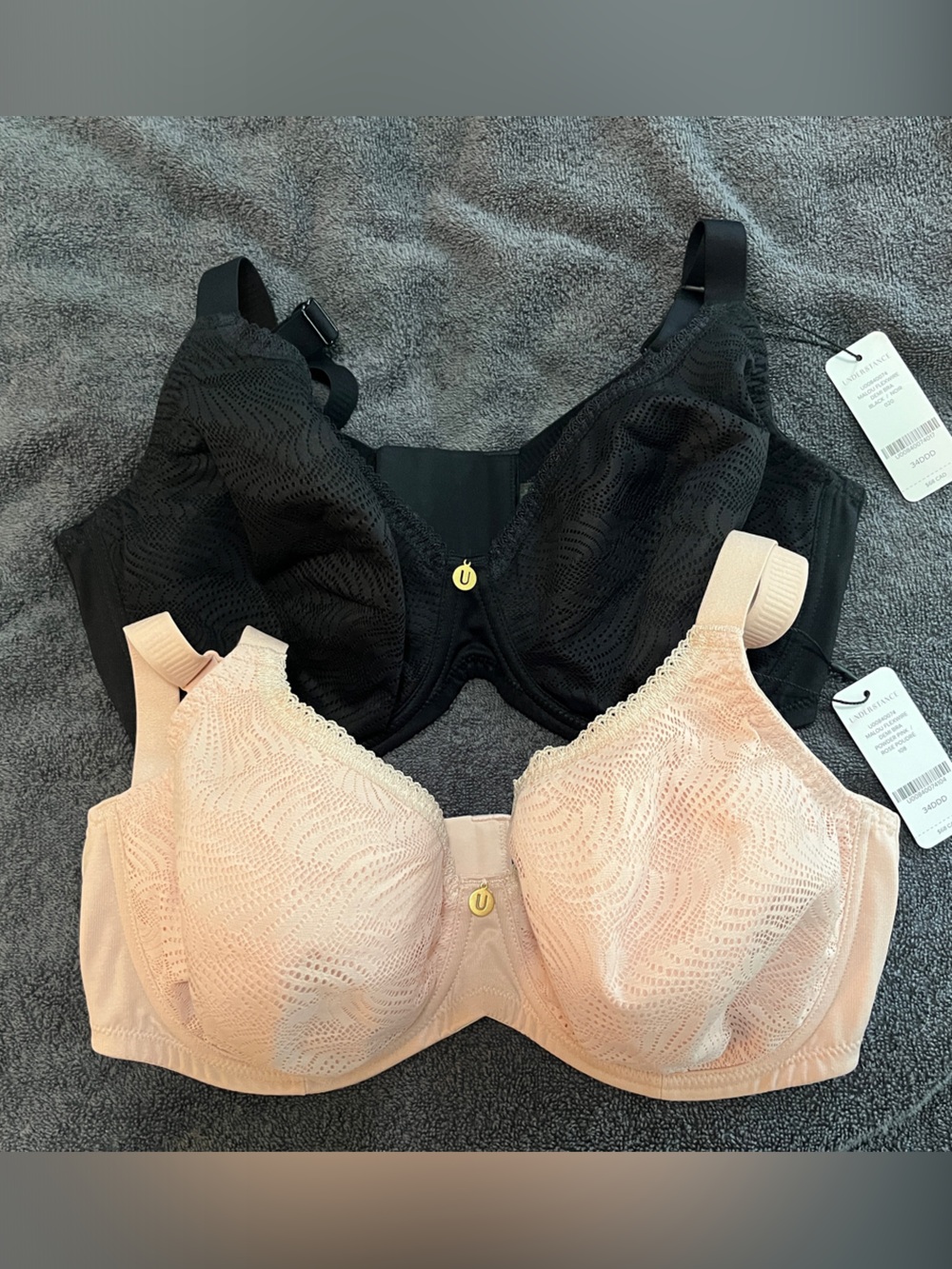 Understance NWT 34DDD Demi bras flexwire Malou Bra in Black and Blush